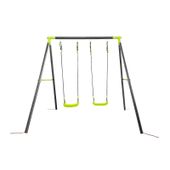 Huśtawka ogrodowa podwójna Deluxe – metalowy stelaż, 2 siedziska