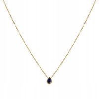 Naszyjnik złoty ANIA KRUK łezka niebieski szafir złoto 375