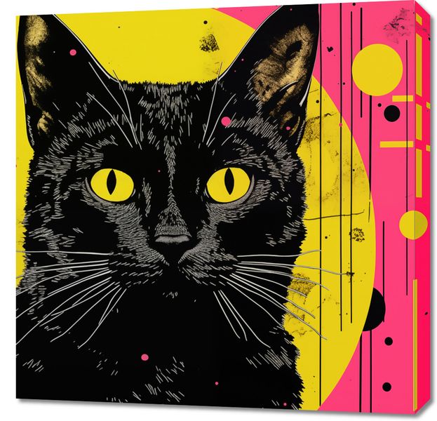 Obraz 70x70cm Neonowy Kocur zdjęcie 1