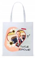 Prezydent Andrzej Duda Torba Eco Biała Shopper Z Nadrukiem Ze Zdjęciem