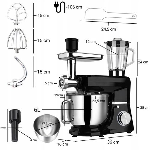 ROBOT KUCHENNY PLANETARNY Z MISĄ BLENDER MASZYNKA DO MIĘSA MIKSER 5w1 3200W na Arena.pl