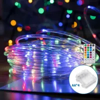 Wąż świetlny 10m 100 LED RGB Φ5 na baterie z pilotem 32-klawiszowym do dekoracji