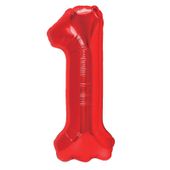 Balon foliowy cyfra 1 czerwony,  40 cm