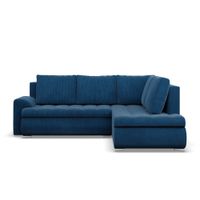 Narożnik z otomaną, prawy, BOSCO, sztruks, 230x200x89 cm, granatowy