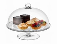 PATERA NA CIASTO OWOCE TORT CIASTKA SZKLANA Z KLOSZEM Z POKRYWĄ DUŻA 29 CM