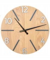 Zegar Ścienny Akrylowy Aksel Wood 60cm Okrągły Cichy z Czarnymi Cyframi