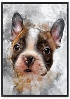 Plakat buldog pies abstrakcja 30x40 cm w czarnej ramie