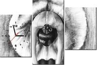 60CM 90 ZEGAR 3 ELEM BALETNICA CZERNI BIELI ŚCIENNY
