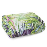 Narzuta z mikrofibry z nadrukiem roślinnym ROMMY 200X220 fioletowa+zielona
