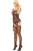 Bodystocking czarne z pończochami S-L