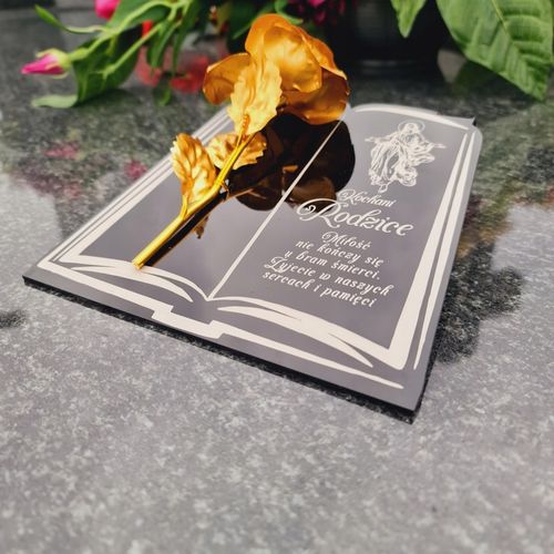 DEKORACJA na grób GRAWEROWANY ZNICZ podstawka na cmentarz RÓŻA DLA na Arena.pl