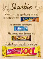 Tabliczka drewniana na słodycze batony upominek Prezent dla niej dla niego