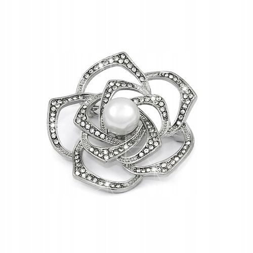 BROSZKA RÓŻA SREBRNA Z PERŁĄ I CYRKONIAMI na Arena.pl