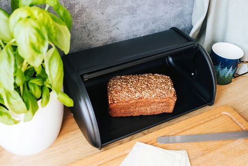 CHLEBAK NA CHLEB BUŁKI POJEMNIK NA PIECZYWO ŻYWNOŚĆ CZARNY METALOWY na Arena.pl