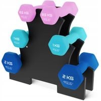 ZESTAW HANTLI DO ĆWICZEŃ HANTLE HANTELKI CIĘŻARKI FITNESS STOJAK 4FIZJO 7KG