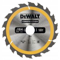 2X piła tarczowa do cięcia drewna 184 30mm 2,6mm 18z CONSTRUCTION DeWALT DT
