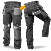 SPODNIE ROBOCZE MĘSKIE DO PASA POTRÓJNE SZWY ODBLASKI 9 KIESZENI MOCNE BHP