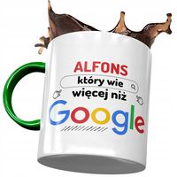 Kubek Zielony Dla Alfonsa Który Wie Więcej Prezent Z Nadrukiem Ze Zdjęciem