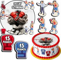 ZESTAW OPŁATEK NA TORT 20CM + 17 POSTACI - BOKS HOBBY + IMIĘ 15CM 18CM