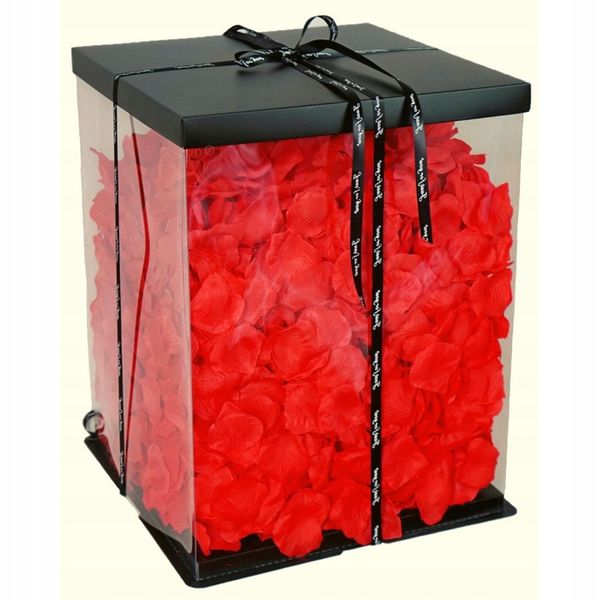 CZERWONY MIŚ Z BIAŁYM SERCEM 40cm + PŁATKI + BOX zdjęcie 9