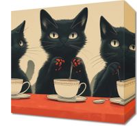 Obraz 30x30cm Czarna Kocia Kawiarenka