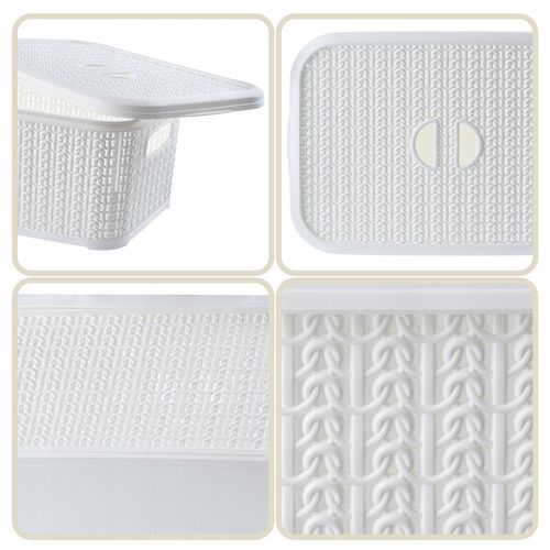 KADAX Koszyk Kosz 6L Pojemnik Z Pokrywą Biały 2szt na Arena.pl