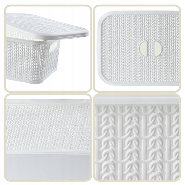 KADAX Koszyk Kosz 6L Pojemnik Z Pokrywą Biały 2szt zdjęcie 4