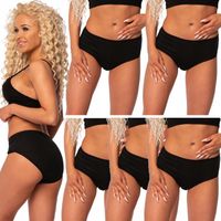 6X Majtki BAWEŁNA gładkie wysoki stan CZARNE Figi Damskie Bawełniane L