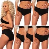 6X Majtki BAWEŁNA gładkie wysoki stan CZARNE Figi Damskie Bawełniane L