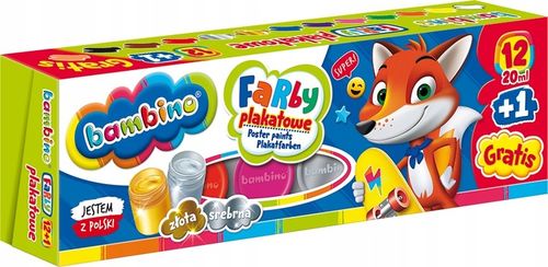 BAMBINO FARBY PLAKATOWE 12 KOL + 1 GRATIS 20 ML na Arena.pl