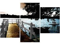 60 90CM OBRAZ 3 ELEM POMOST JEZIOREM ŚCIENNY DRUK PŁÓTNO