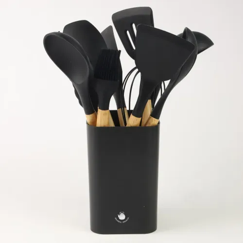 AKCESORIA DO KUCHNI PRZYBORY ZESTAW NARZĘDZIA KUCHENNE 12 ELEMENTÓW CZARNY na Arena.pl