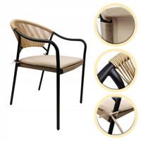 MOCNE WYGODNE KRZESŁO OGRODOWE Z PODUSZKĄ TARAS BALKON DO STOŁU PORTO BEŻ