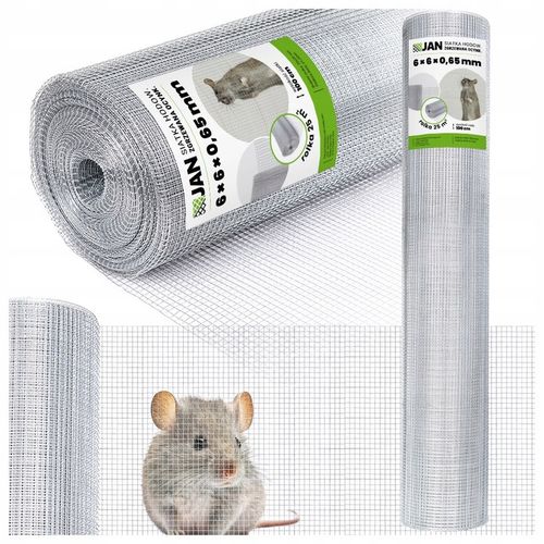 Siatka przeciw Gryzoniom 6x6x0,65 ocynk Hodowlana Na Woliery Zgrzewana 25m2 na Arena.pl