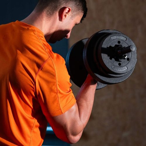 Hantle regulowane bitumiczne zestaw hantli ćwiczeń 2x10kg gryf+ kettle 20kg na Arena.pl