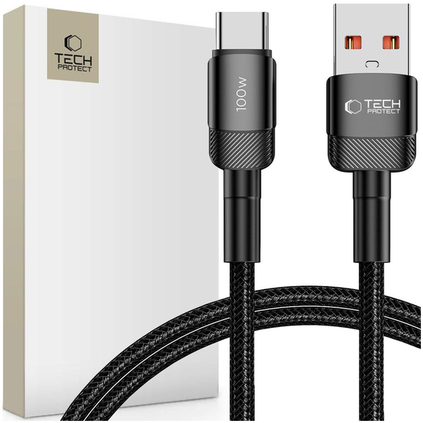 tech-protect ultraboost evo type-c cable 100w/5a 100cm black zdjęcie 1