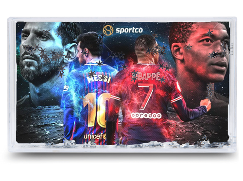 Akwarium - Ramka wodna 3D - Mbappe, Ronaldo, Messi na Arena.pl