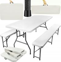 STÓŁ ROZKŁADANY + 2 ŁAWKI ZESTAW CATERINGOWY 180 cm SKŁADANY W WALIZKĘ XXL