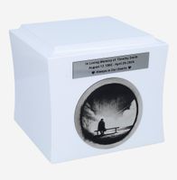 Samotność - symboliczna urna kremacyjna Biała / Plakietka