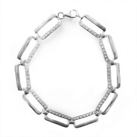 SREBRNA BRANSOLETKA PROSTOKĄTY Z CYRKONIAMI SREBRO PRÓBY 925 na Arena.pl