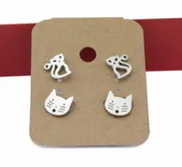 KOLCZYKI SREBRNE KOTKI 2 PARY STAL CHIRURGICZNA ZŁOTY WORECZEK GRATIS