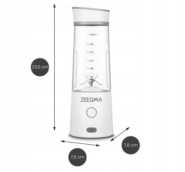 BLENDER BEZPRZEWODOWY KIELICHOWY 450ml 300W BIAŁY zabierz ze sobą! Zeegma zdjęcie 4