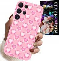 ETUI DO SAMSUNG GALAXY S23 Ultra - SERCA KRATKA RÓŻOWA OBUDOWA CASE + FOLIA