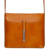 VERA PELLE torebka damska skórzana listonoszka z paskiem V159 camel