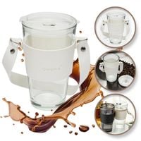 kubek ze szkła na kawę herbatę ze słomką i zamknięciem 450 ml cup09b