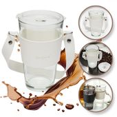 kubek ze szkła na kawę herbatę ze słomką i zamknięciem 450 ml cup09b