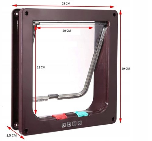 DRZWI Z KLAPĄ DLA PSA KOTA DRZWICZKI WAHADŁOWE KLAPA 4 SPOSOBY BRĄZ XL na Arena.pl