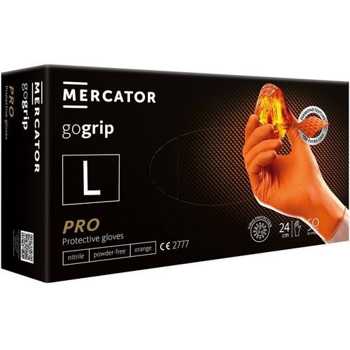 Rękawice Nitrylowe Mercator GOGRIP ORANGE Pomarańczowe MOCNE 50 sztuk L na Arena.pl