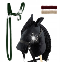Zestaw Skippi - Hobby Horse czarny i dodatkowy kantar - ciemny zielony