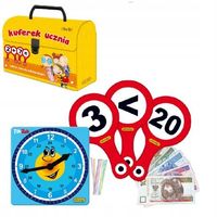 Zestaw pomocy edukacyjnych Kuferek Ucznia liczmany banknoty patyczki